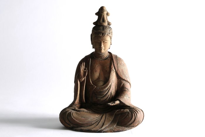 Kannon Bosatsu 観音菩薩 Guanyin Bodhisattva Seated Statue - Ξύλο - Ιαπωνία - Περίοδος Edo ή Meiji