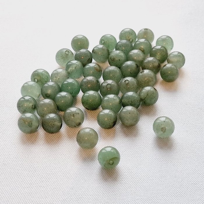 Sino-Mongolian or Sino-Siberian Light Green Aventurine Quartz Round Necklace Beads - 5 mm