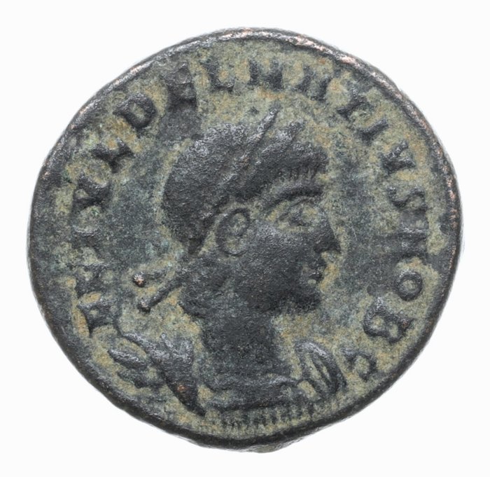羅馬帝國. Delmatius (AD 335-337). Follis (two soldiers). Cyzicus mint 335-336 AD. / RIC 133 (R5); Very Rare