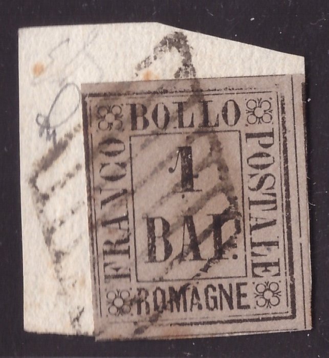 意大利古城邦-罗曼雅 1859 - 碎片上有 1 个灰色 baj - Sassone N. 2a