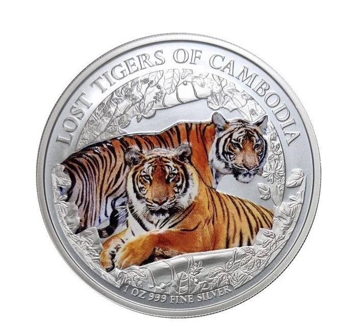 Cambodja. 3000 Riels Wildlife 2024 Lost Tigers of Cambodia Farbedition, 1 Oz (.999)  (Zonder Minimumprijs)