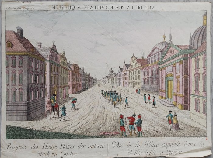 Αμερική, Χάρτης - Καναδάς/Κεμπέκ; Frans Xavier Habermann - Vuë de la Place capitale a Quebeck - 1761-1780