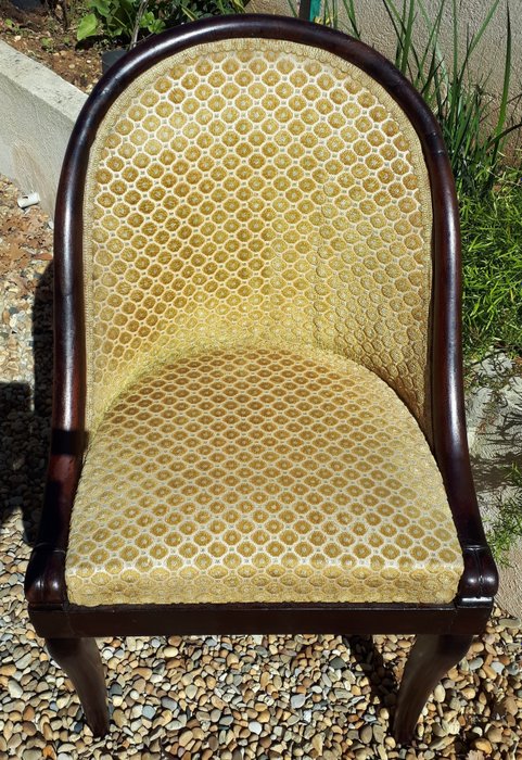 Karosszék - Gondola fotel - Bársony, Fa, Mahagóni, Textil