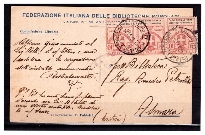 Italien Kongerige 1924/1924 - smukke parastatale konvolutter - sassone
