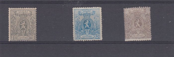 Belgien 1866 - Lille løve - OBP : 23 , 24A , 25A