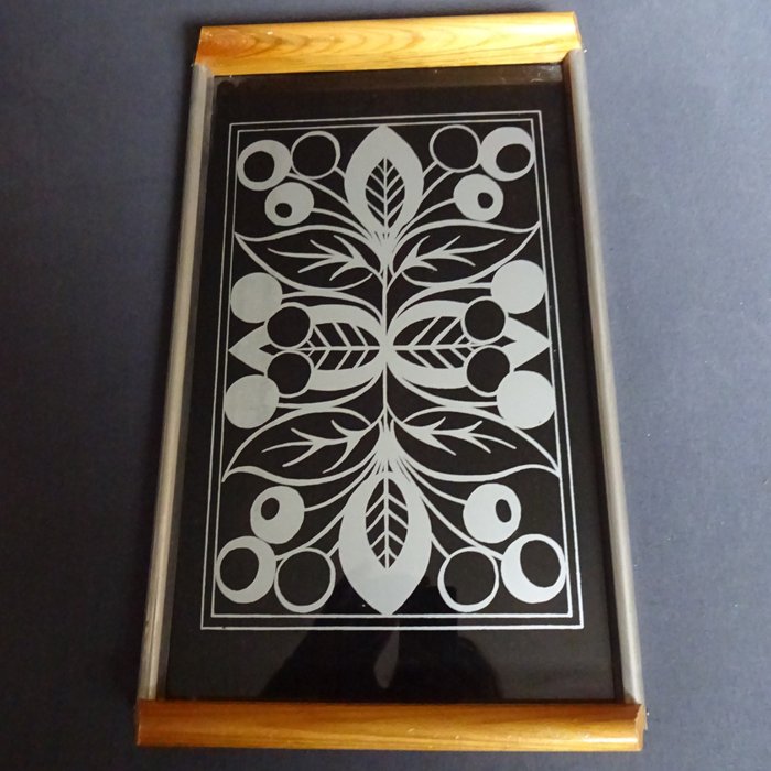 Tablett (1) - Glas Holz Metall ART DECO DESIGN