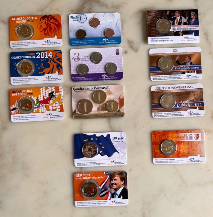 Nederländerna. Coin Card 2012/2019 (12 coincards)