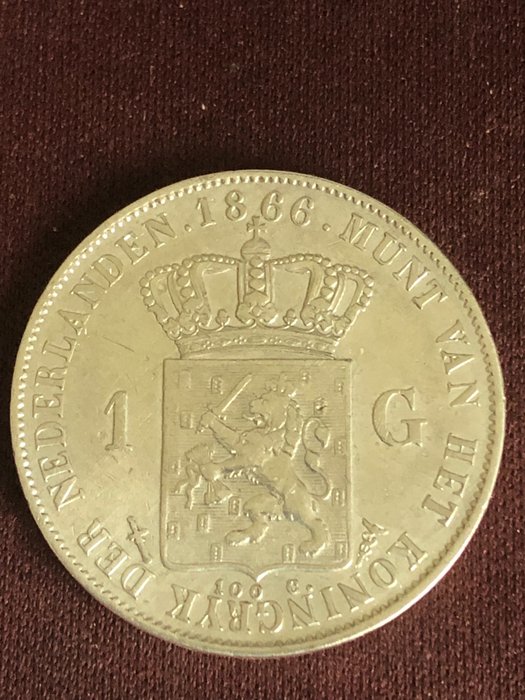 Países Bajos. Willem III (1849-1890). 1 Gulden 1866