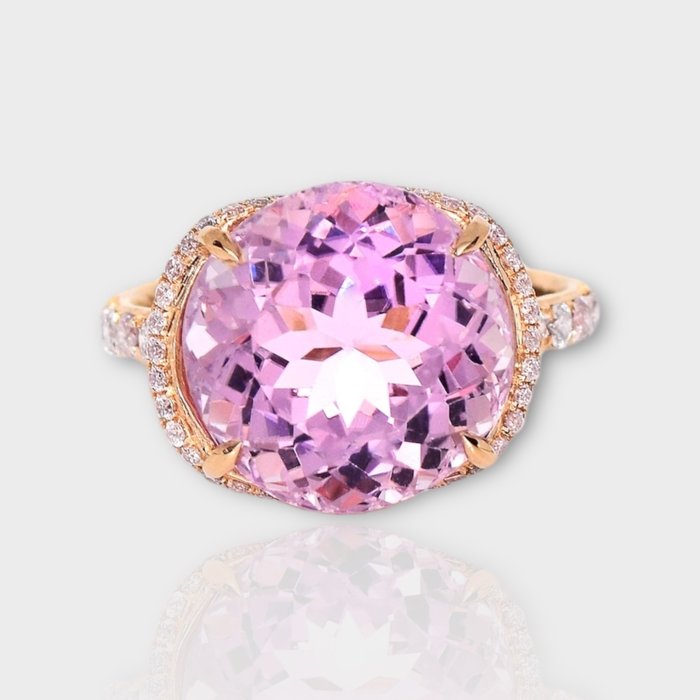 沒有保留價 戒指 - 玫瑰金  9.23ct. 橢圓形 紫鋰輝石 