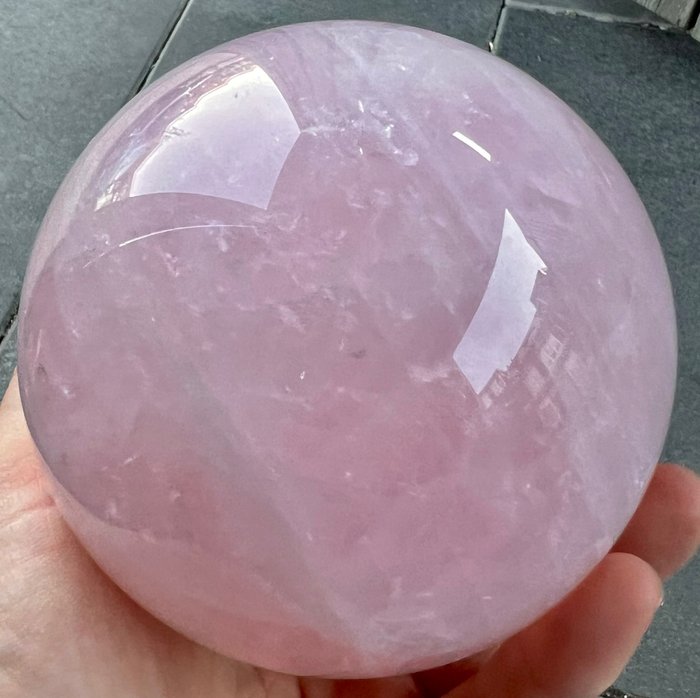 Quartzo rosa Esfera grande AAA Rosekwarts polida fina - Altura: 12.38 cm - Largura: 12.38 cm- 2580 g