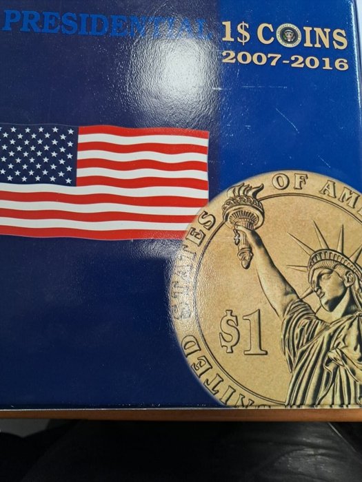 Estados Unidos. Dollar 2007/2016 "Presidential 1 Dollar coins" (78 coins in album)