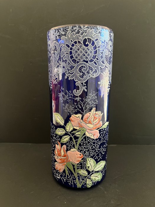Legras & Cie. - Vase -  Vase "Cylindre" farge "Royal blue" 24 cm høy  - Glass