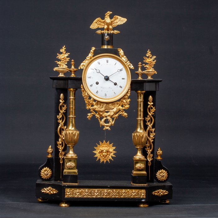 壁炉架时钟 - 门廊时钟 - Wagner A Paris - 路易斯· XVI - 搪瓷, 石（矿石）, 镀金青铜 - 1795年-1800年