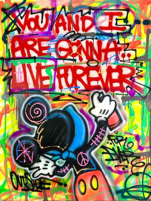 Outside - Mickey Mouse -  live forever - Spraypaint