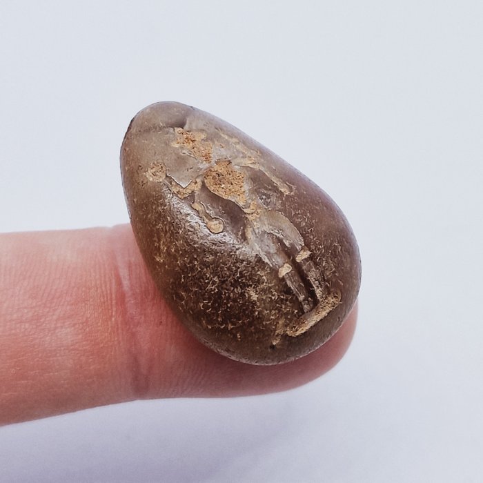 古代高棉 烟晶 舞天凸圆珠护身符 - 30.4 mm