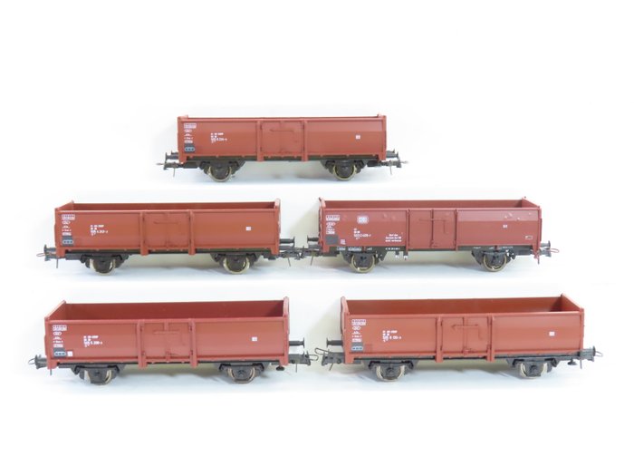 Roco H0 - 46010 - Carrozza merci di modellini di treni (5) - 5x Carri a cassone alto a due assi tipo Europ - DB