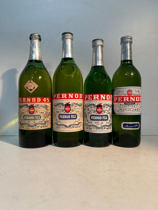 Pernod - Anise Liqueur  - b. 1960‹erne, 1970‹erne, 1980‹erne, 2000'erne - 1,0 liter, 70 cl - 4 flasker