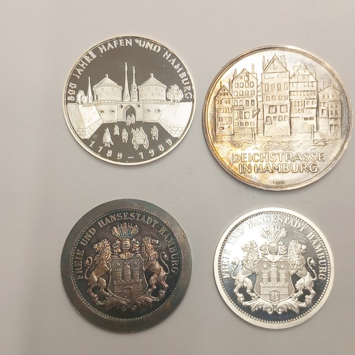 Saksa - Hamburg. 4 Silber- Medaillen 20 Jhdt