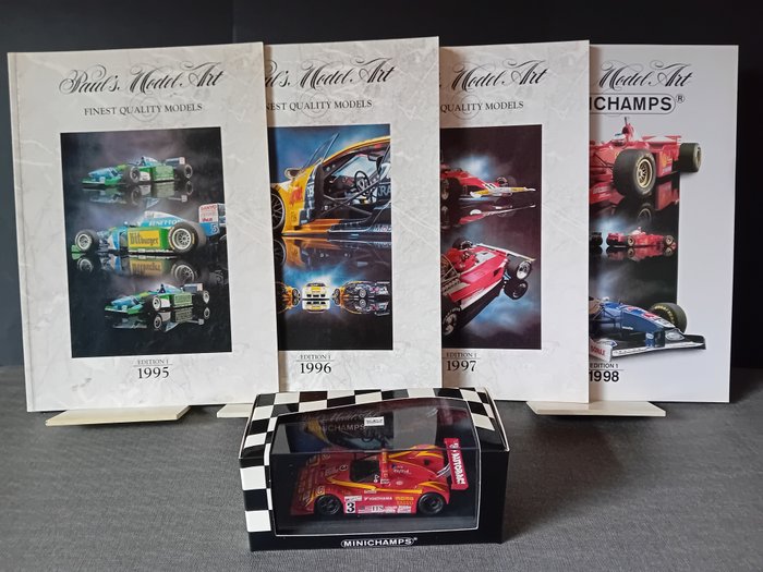 4 x catálogo e modelo de carro - Minichamps - Momo Ferrari 333 SP #3 - 24 Uren Le Mans 1997