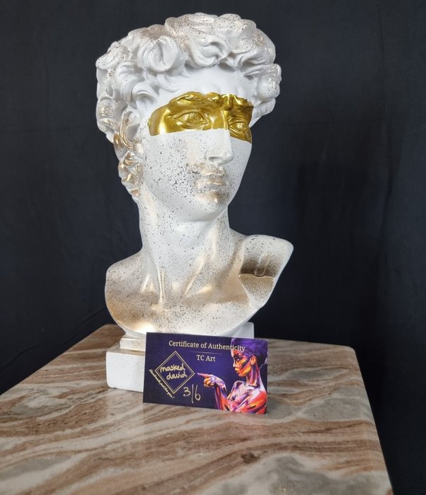 Statua, Masked David - Art Sculpture 4/6 + Certificate - 28 cm - Resina