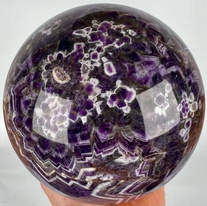紫水晶 大号抛光 AAA V 形紫水晶球 - 高度: 15.98 cm - 宽度: 15.98 cm- 5560 g