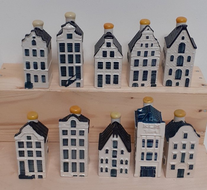 Bols - Miniaturfigur - Zehn KLM-Häuser aus Delfter Blau, Steingut