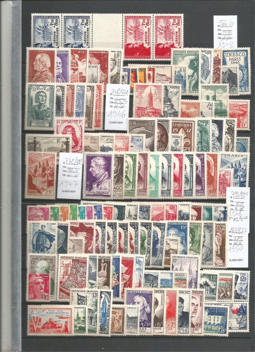法国  - 1942 至 1956 年间的大量邮票 N**