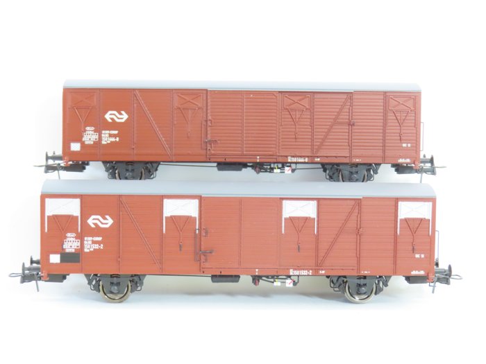 Exact-Train H0 - 20183 - Modeltrein goederenwagon (2) - 2 Twee-assige gesloten wagens type Europ - NS