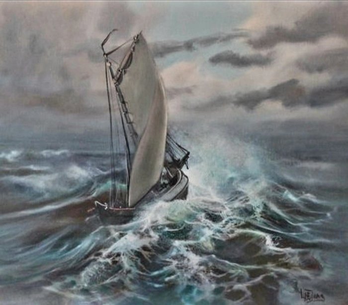 Lambertus De Jong (1919-2005) - Ship in distress