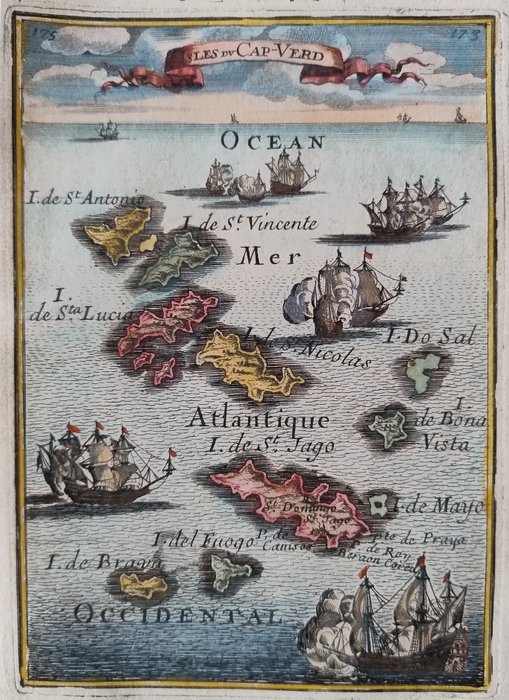 Afrika, Kart - Kapp Verde; M. Mallet - Isles du Cap-Verd - 1701-1720