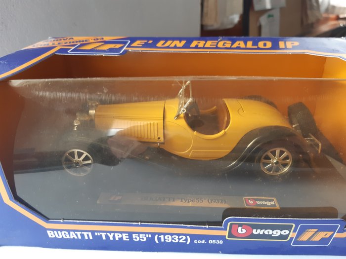 Bburago 1:18 - 1 - Machetă mașină - Bugatti type 55 ( 1932) colore giallo / Mercedes Benz 3052 (1954) colore argento