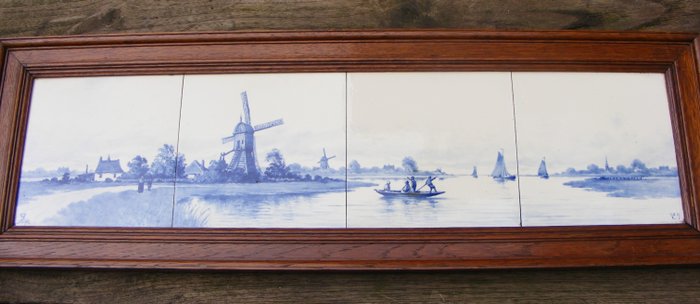 Azulejo - Paisagem de pólder de verão - De Porceleyne Fles, Delft - Vreeswijk P.F. - 1895 