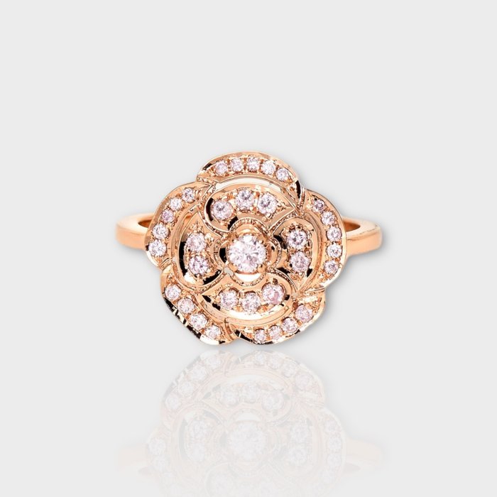Fără preț de rezervă - IGI 0.35 Ct Natural Pink Diamonds - Inel - 14 ct. Aur roz Diamant  (Natural)