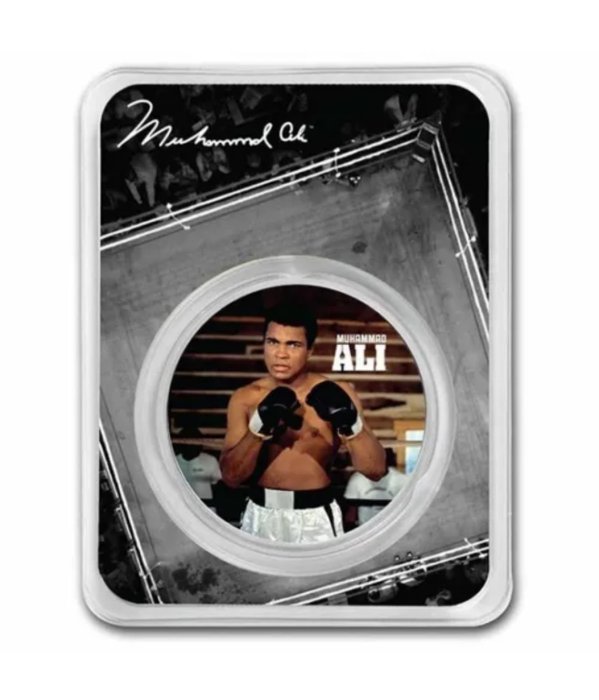 Niue. 2 Dollars 2023. - Muhammad Ali  - Colorized, Blister, 1 Oz (.999)  (Zonder Minimumprijs)