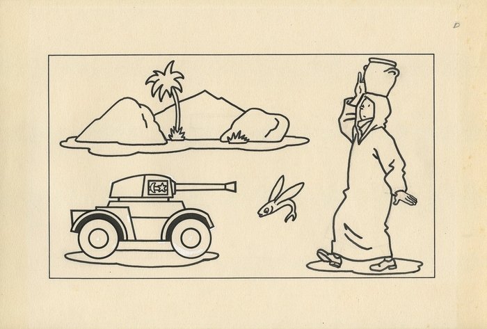 Studio Hergé - 1 Original drawing - Tintin - Album à colorier - Coke en Stock - 1976