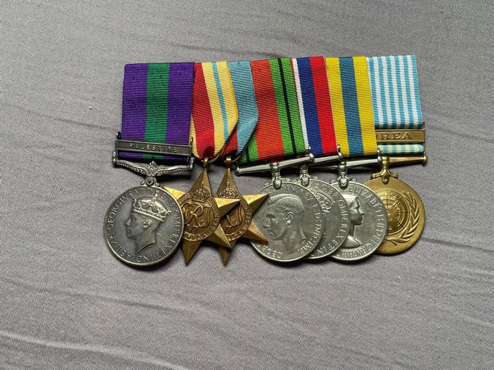 Yhdistynyt kuningaskunta - Mitali - WW2 Korean war named medal bar Cpt Midgley
