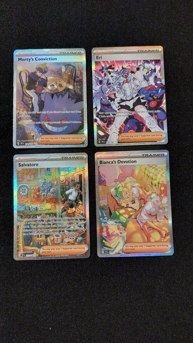 Pokémon - 4 Card - Pokemon Temporal Forces Trainder full art Collection incuding TEF 211 Morty's Convivtion