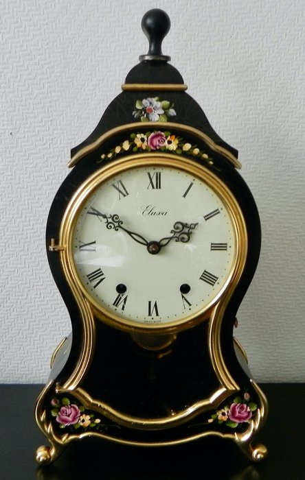 Orologio da mensola - Eluxa - legno, resina, poliestere e ottone - 1970-1980