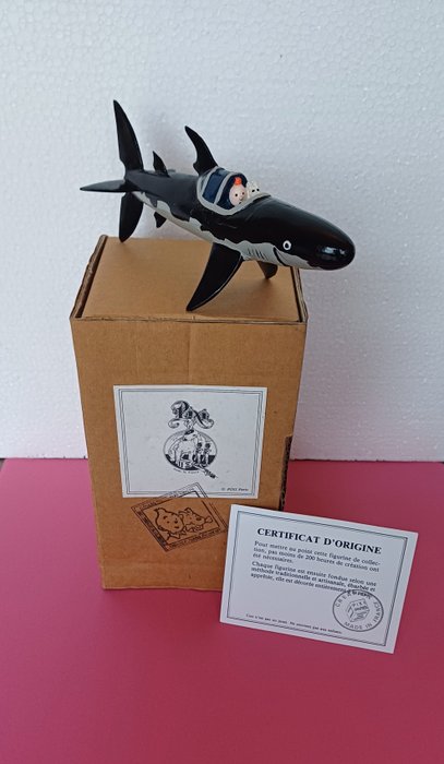 Tintin - Figurine Pixi 4510 - Tintin et Milou dans le Sous marin requin (ventre gris) - (1990)