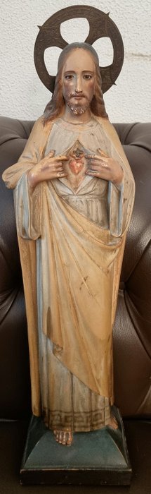 Religieuze en spirituele objecten - Hout, Art Nouveau Moderne stijl jugendstil Antiek modernisme houtsnijwerk heilig Christus kruisbeeld maagd - 1900-1910