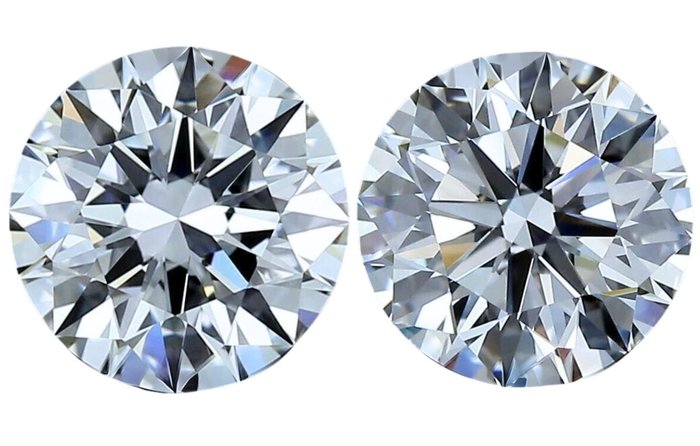 2 pcs 钻石 - 3.04 ct - 圆形 - G - VVS1 极轻微内含一级