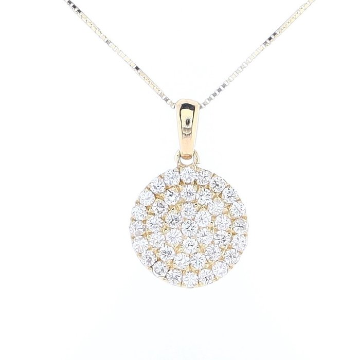 0.30 Tcw Diamonds pendant necklace - Halskette mit Anhänger Gelbgold Diamant  (Natürlich) 