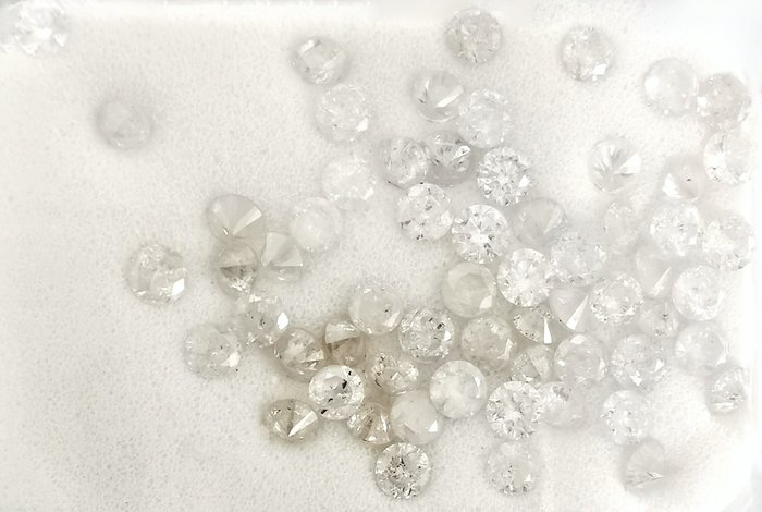 61 pcs Diamante - 1.12 ct - Rotund - *no reserve* F to I Diamonds - I1-I3