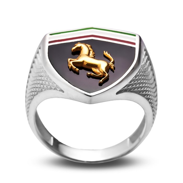 Ferrari Themed Silver Ring - 925 - Hopea - Sormus