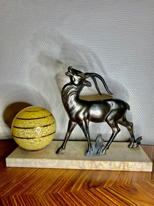 檯燈 - 羚羊 - 大理石, 玻璃, 粗鋅