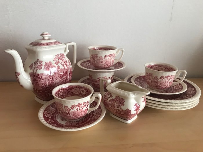 Villeroy & Boch - 整套咖啡杯具 - 瓷器, 適合 4 人，Rusticana 紅色