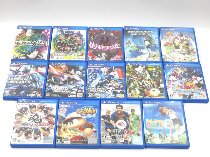Bandai Namco Atlus - Persona Danganronpa Gundam Breaker Digimon Story Soccer Baseball set Japan - PlayStation Vita (PS VITA) - Videojáték készlet (14) - Eredeti dobozban