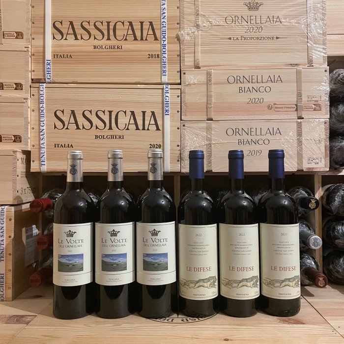 2022 x3 Ornellaia, Le Volte dell’Ornellaia & x3 Tenuta San Guido, Le Difese - 超级托斯卡纳 - 6 Bottles (0.75L)