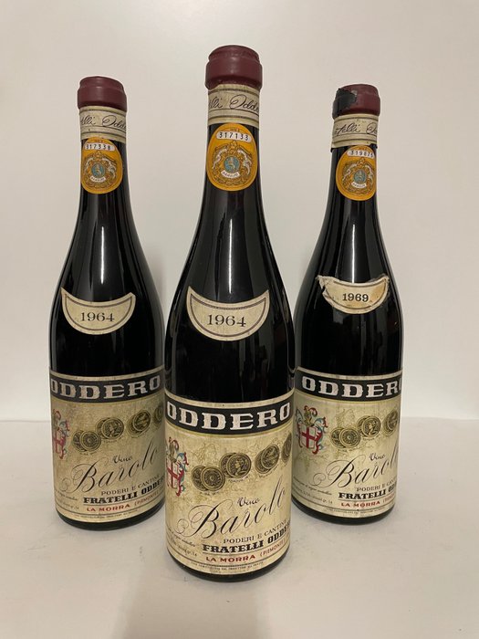 1964 x2 & 1967 Oddero - 巴羅洛 - 3 瓶子（0.72L）