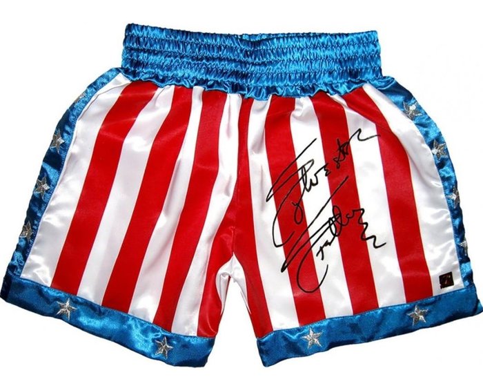 Rocky - Official Boxer Short, signed by Sylvester Stallone (Rocky Balboa) - Authentic Signings Inc. COA & Photoproof